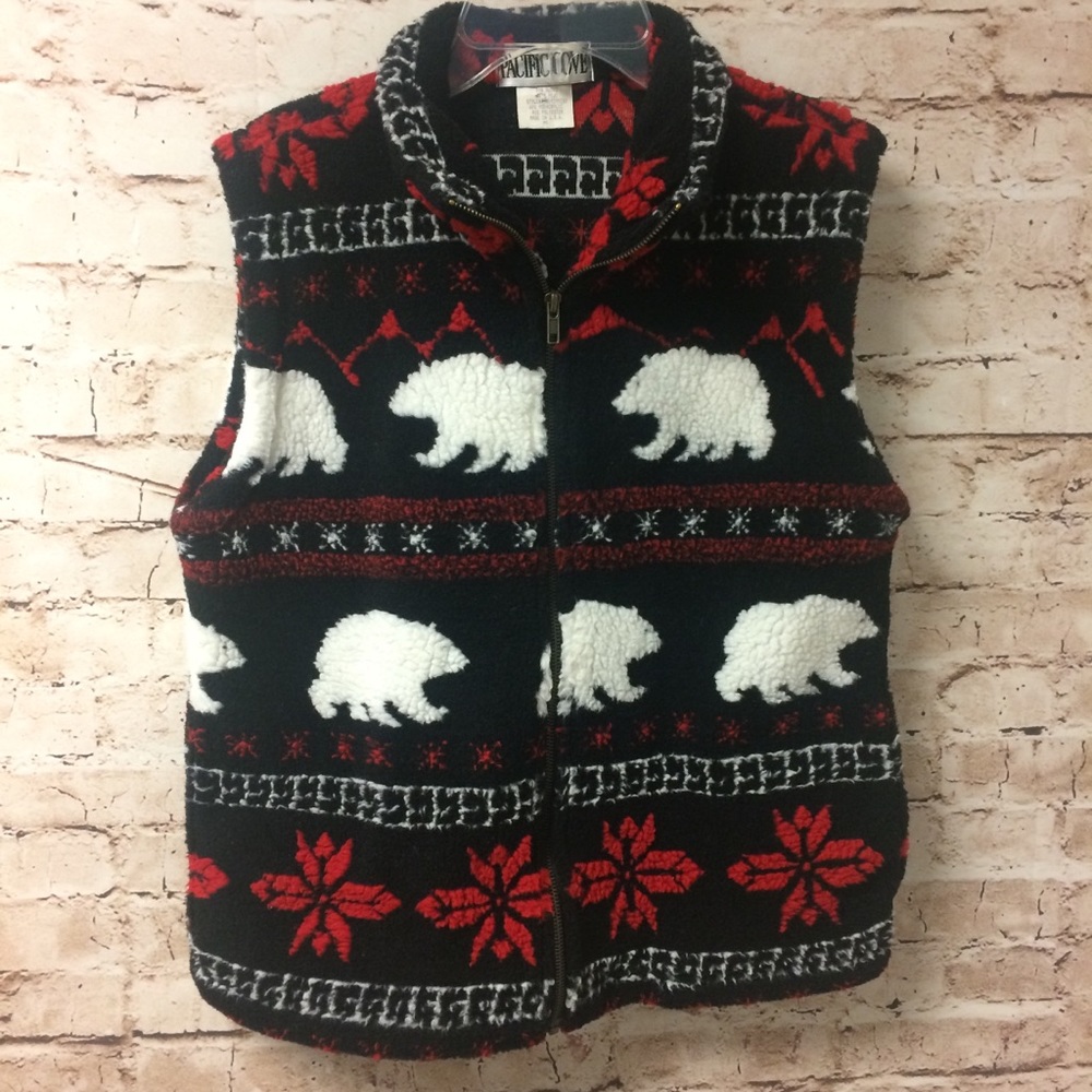 Pacific Cove Christmas Zip Up Vest Medium